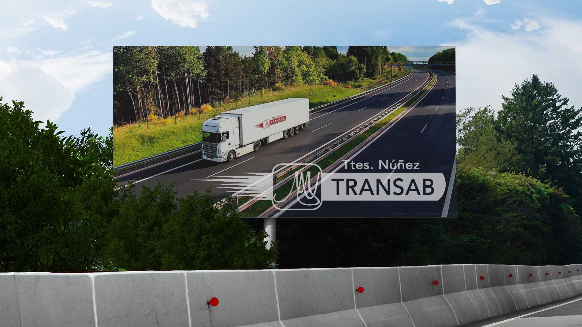 Camión Transab SL — flota corporativa rotulada en autopista