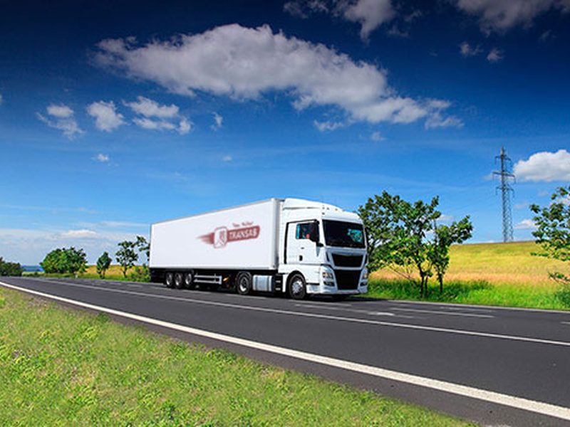 Camión de Transab realizando transporte internacional